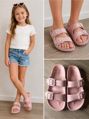 Cat & Jack Girls Pink Double Buckle Sandals Size 2